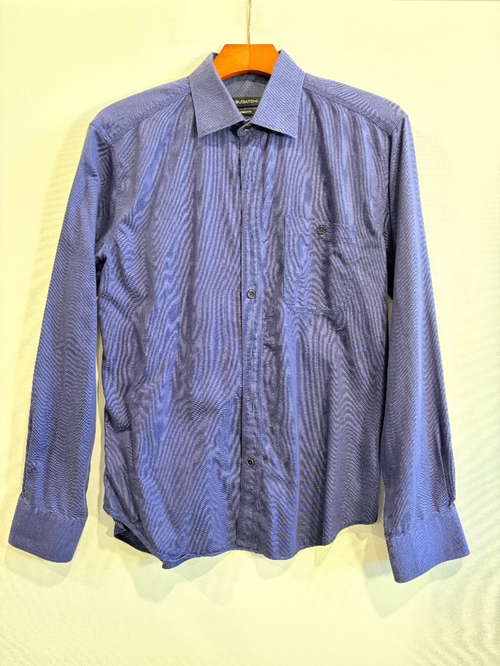 Bugatchi Men’s Blue 100% Cotton Shaped Fit Button Down Dress Shirt